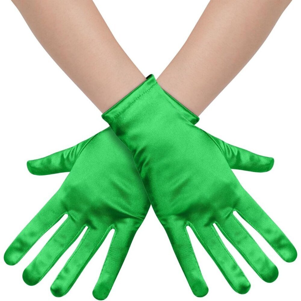 Women's Formal Short Green Satin Gloves Bridal Wedding Banquet Party Costume